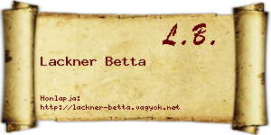 Lackner Betta névjegykártya